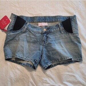 Isabel Maternity, Side Panel Midi Maternity Jean Shorts, Light Wash